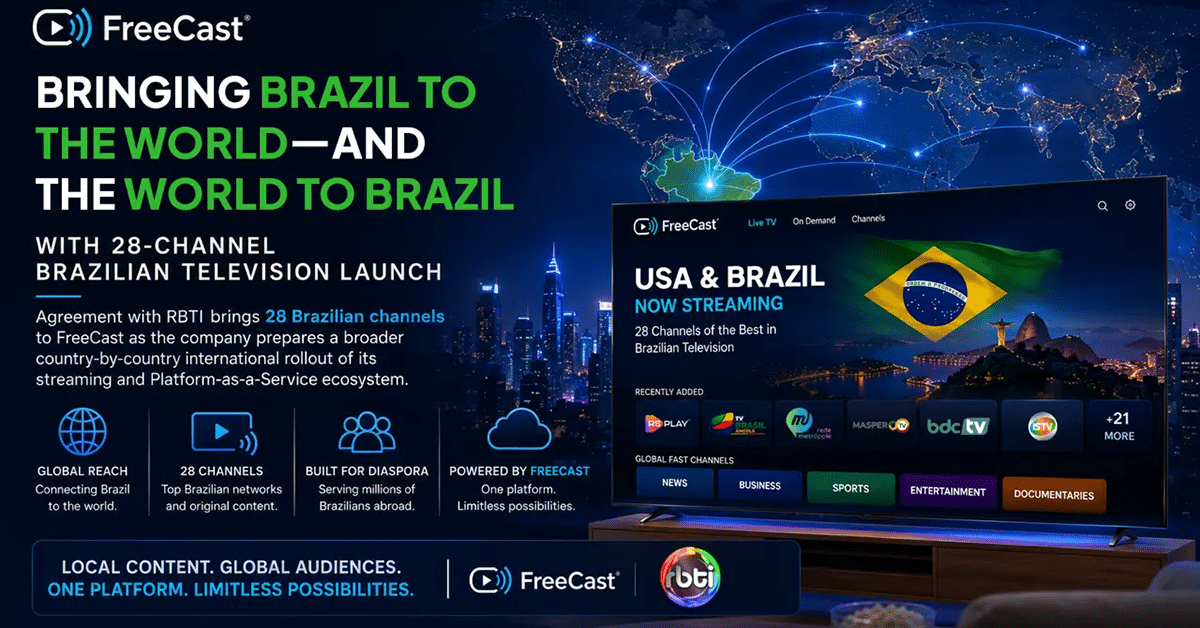 FreeCast Expands Channel Lineup with Brazil’s RBTI
